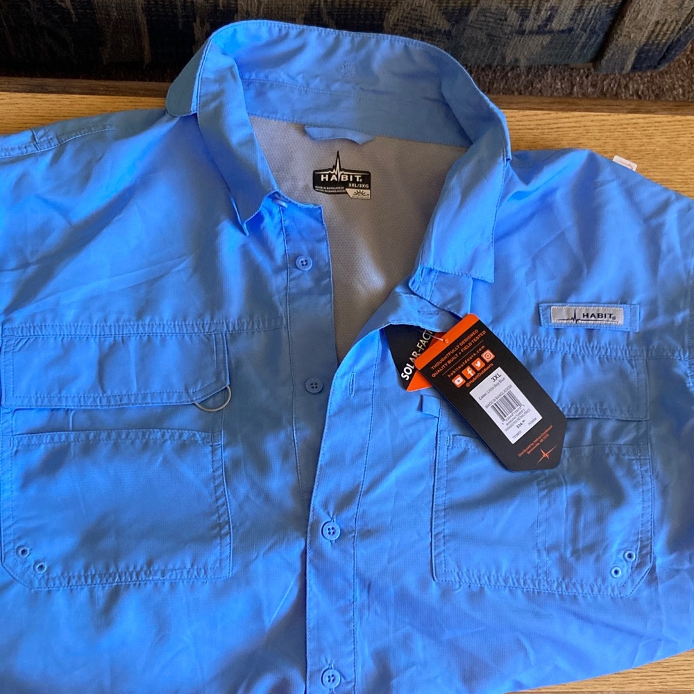 Habit Men's Blue Casual Button Down Shirt
